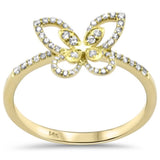 .19ct G SI 14K Yellow Gold Diamond Butterfly Ring Band Size 6.5
