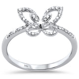 <span style="color:purple">SPECIAL!</span>.20ct G SI 14K White Gold Diamond Butterfly Ring Band Size 6.5