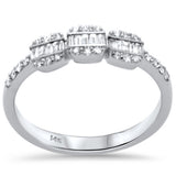 .28ct G SI 14K White Gold Diamond Round & Baguettte Band Ring Size 6.5