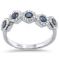 <span style="color:purple">SPECIAL!</span> .76ct G SI 14K White Gold Diamond & Blue Sapphire Gemstones Band Ring Size 6.5