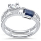 <span style="color:purple">SPECIAL!</span> 1.11ct G SI 14K White Gold Diamond & Blue Sapphire Gemstone Wrap Around Ring Size 6.5