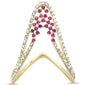 <span style="color:purple">SPECIAL!</span> .47ct G SI 14K Yellow Gold Diamond & Ruby Gemstones Band Ring Size 6.5