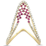 .47ct G SI 14K Yellow Gold Diamond & Ruby Gemstones Band Ring Size 6.5