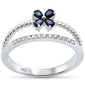 <span style="color:purple">SPECIAL!</span>.40ct G SI 14K White Gold Diamond & Blue Sapphire Gemstone Flower Open Band Ring  Size 6.5