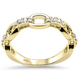 .20ct G SI 14K Yellow Gold Diamond Link Band Ring Size 6.5