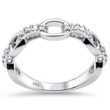 <span style="color:purple">SPECIAL!</span>.20ct G SI 14K White Gold Diamond Link Band Ring Size 6.5
