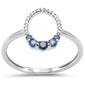 .23ct G SI 14K White Gold Diamond & Blue Sapphire Band Ring Size 6.5