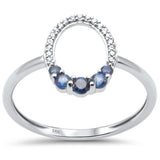 .23ct G SI 14K White Gold Diamond & Blue Sapphire Band Ring Size 6.5