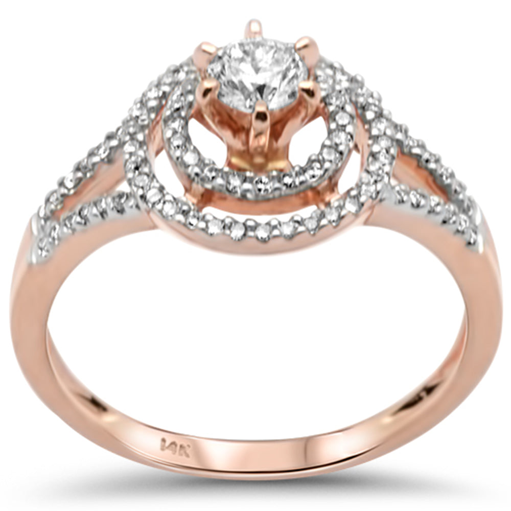 <span style="color:purple">SPECIAL!</span> .48ct G SI 14K Rose Gold Diamond Double Halo Engagement Ring  Size 6.5