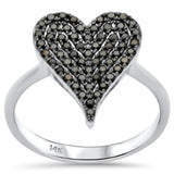 .41ct  G SI 14K White Gold Black Diamond Heart Ring Size 6.5