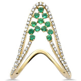 .59ct G SI 14K Yellow Gold Diamond & Green Emerald Gemstones Ring Size 6.5