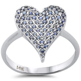 <span style="color:purple">SPECIAL!</span> .54ct G SI 14K White Gold Blue Sapphire Gemstones Heart Ring  Size 6.5