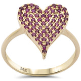 <span style="color:purple">SPECIAL!</span> .50ct G SI 14K Yellow Gold Ruby Gemstones Heart Ring  Size 6.5