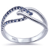 .32ct G SI 14K White Gold Blue Sapphire Gemstones Ring Band Size 6.5