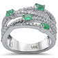 <span style="color:purple">SPECIAL!</span>.81ct G SI 14K White Gold Diamond & Emerald Gemstones Ring Band Size 6.5