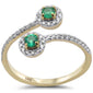 <span style="color:purple">SPECIAL!</span>.40ct G SI 14K Yellow Gold Diamond & Emerald Gemstones Open Ring Band Size 6.5