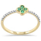 .21ct G SI 14K Yellow Gold Diamond & Emerald Gemstones Flower Ring Band Size 6.5