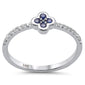 .24ct G SI 14K White Gold Diamond & Blue Sapphire Gemstones Flower Ring Band Size 6.5
