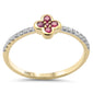 .23ct G SI 14K Yellow Gold Diamond & Ruby Gemstones Flower Ring Band Size 6.5