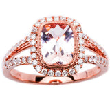 1.74ct Morganite & Round Diamond 14kt Rose Gold HALO Style Engagement Ring