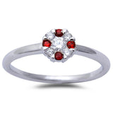 White Gold Ruby & Diamond Solitaire Engagement Promise Ring Size 6.5