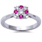 <span>GEMSTONE CLOSEOUT! </span>.26ct White Gold Pink Sapphire & Diamond Cathedral Style Wedding Engagement Ring
