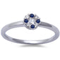 White Gold Blue Sapphire & Diamond Solitaire Engagement Promise Ring Size 6.5