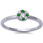 White Gold Genuine Emerald & Diamond Solitaire Engagement Promise Ring Size 6.5