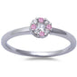 White Gold Pink Sapphire & Diamond Solitaire Engagement Promise Ring Size 6.5