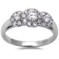 .82ct Round Diamond Halo Style 14kt White Gold Three Stone Engagement Ring