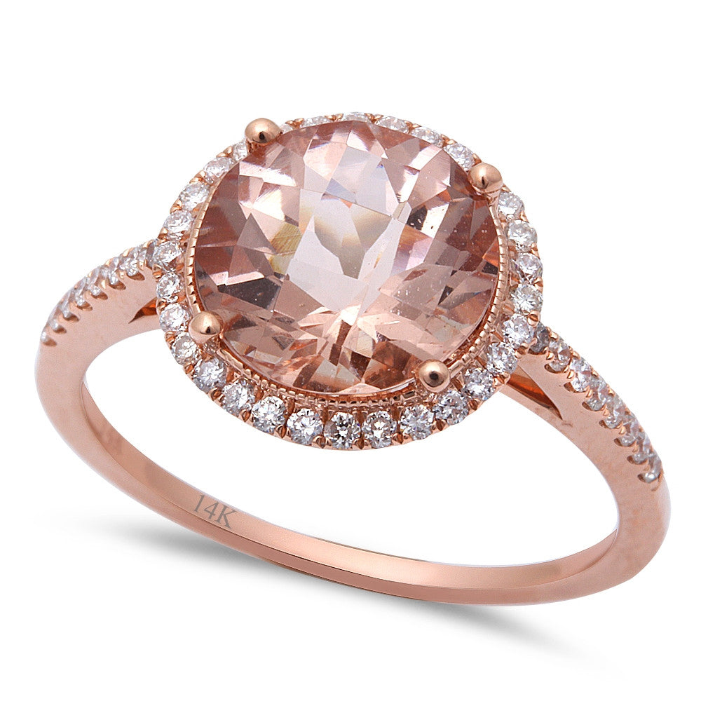2.41ct F VS Morganite & Round Diamond 14kt Rose Gold Engagement Ring Size 6.5