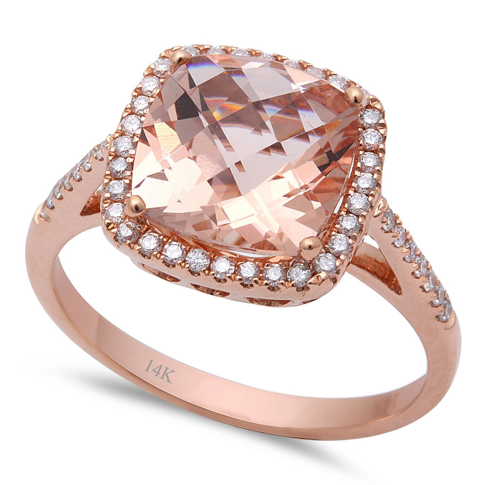 2.80ct F VS Morganite & Round Diamond 14kt Rose Gold Engagement Ring Size 6.5