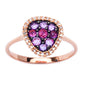 E VS Quality 14kt Gold Diamond, Amethyst & Pink Tourmaline Gemstone Ring Sz. 6.5
