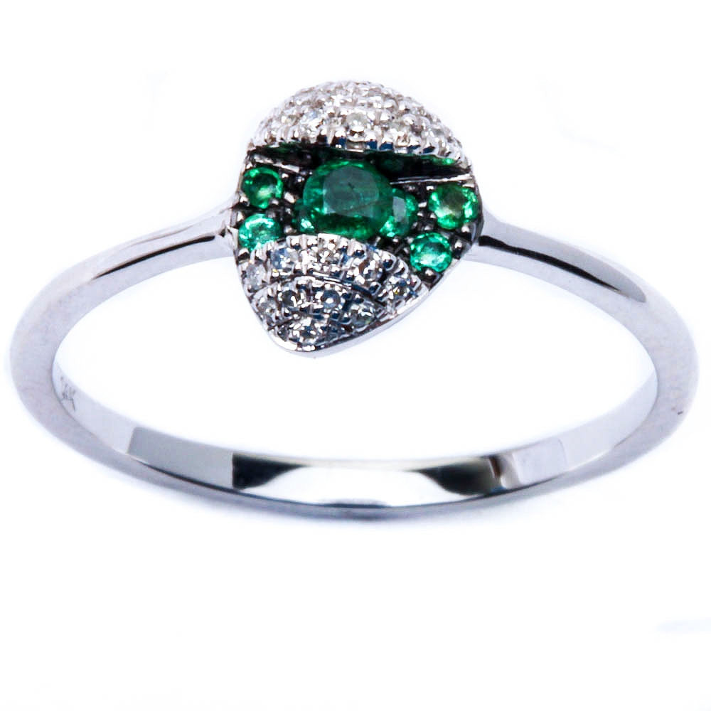 E VS Quality 14kt Gold Genuine Diamond & Emerald Fine Gemstone Ring Sz. 6.5