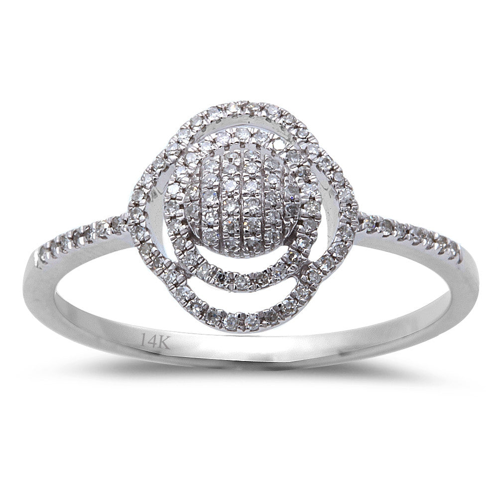 .14ct 14kt White Gold Round Modern Flower Fine Diamond Ring Size 6.5