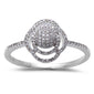 .14ct 14kt White Gold Round Modern Flower Fine Diamond Ring Size 6.5