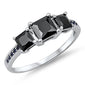 <span>CLOSEOUT!</span> 3 Stone Princess Cut Black Onyx .925 Sterling Silver Ring sizes 11, 12