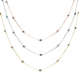 Available in 3 Colors"Diamond by the Yard" Multicolor Gemstone .925 Sterling Silver Necklace