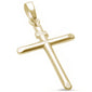 Yellow Gold Plated Solid Cross .925 Sterling Silver Pendant 1.5" Long