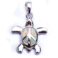 White Opal Beach Turtle .925 Sterling Silver Pendant 1"