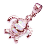 Rose Gold Plated Pink Opal Turtle .925 Sterling Silver Pendant