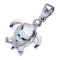 White Opal Turtle .925 Sterling Silver Pendant