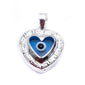 Blue Evil Eye Heart .925 Sterling Silver Pendant