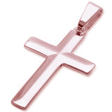 Rose gold Plated Diamond Cut 4 1/2mm Thick Solid Cross .925 Sterling Silver Pendant 1.5" long