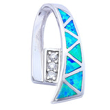 Blue Fire Opal & Cz New .925 Sterling Silver Pendant 1" long