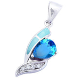 Natural Larimar & Blue Topaz  .925 Sterling Silver Pendant