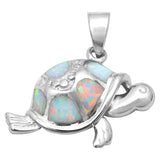 Beautiful White Opal & CZ turtle .925 Sterling silver Pendant
