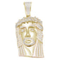 <span>CLOSEOUT! </span>Yellow Gold Plated Hiphop Style Heavy 4CT  Micro Pave Cubic zirconia Jesus Piece .925 Sterling Silver Pendant