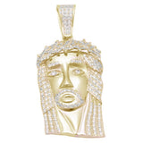 Yellow Gold Plated Hiphop Style Heavy 4CT  Micro Pave Cubic zirconia Jesus Piece .925 Sterling Silver Pendant