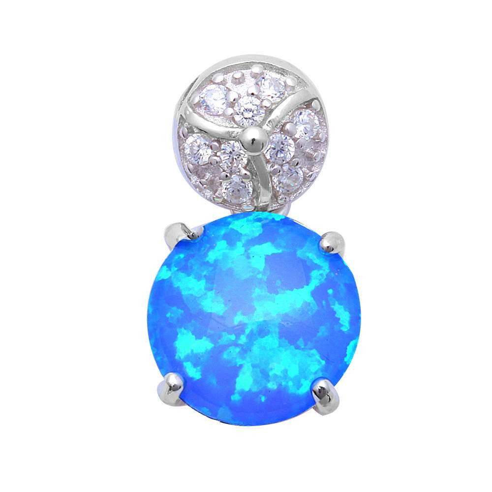 For Her! Blue Opal & Pave Cubic Zirconia .925 Sterling Silver Pendant